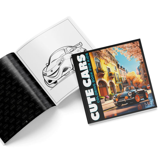 Inside spread — Cute Cars coloring book for kids ages 4–8 | MATI Publishing