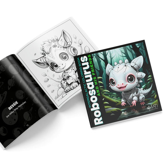 Inside spread — Robosaurus and His Friends coloring book for kids ages 4–8 | MATI Publishing