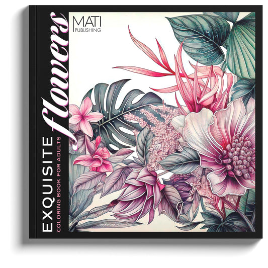 Exquisite Flowers cover – detailed floral line art | adult coloring | MATI Publishing