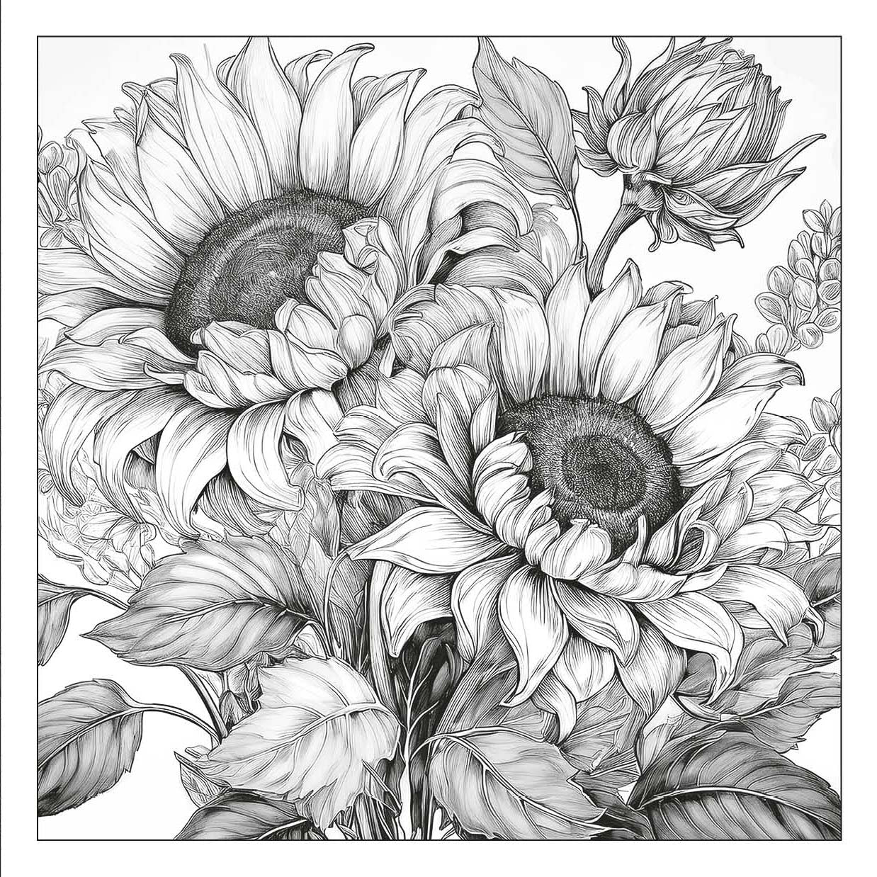 Exquisite Flowers – floral adult coloring book with detailed sunflowers | MATI Publishing