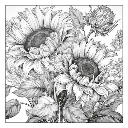 Exquisite Flowers – floral adult coloring book with detailed sunflowers | MATI Publishing