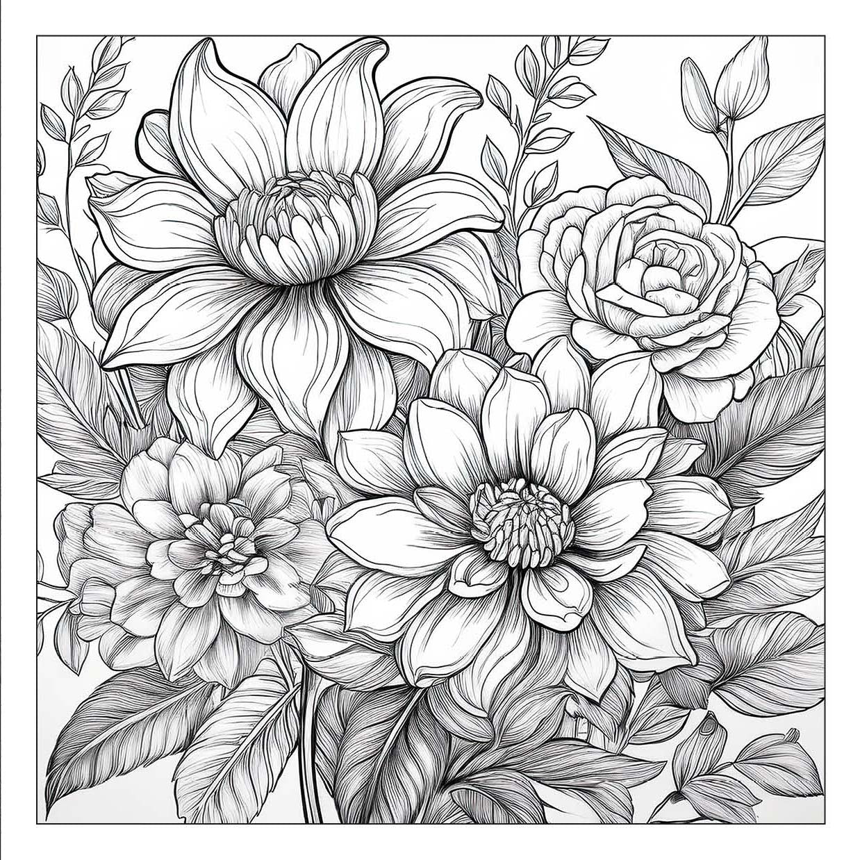 Exquisite Flowers – floral adult coloring book with detailed blossoms | MATI Publishing