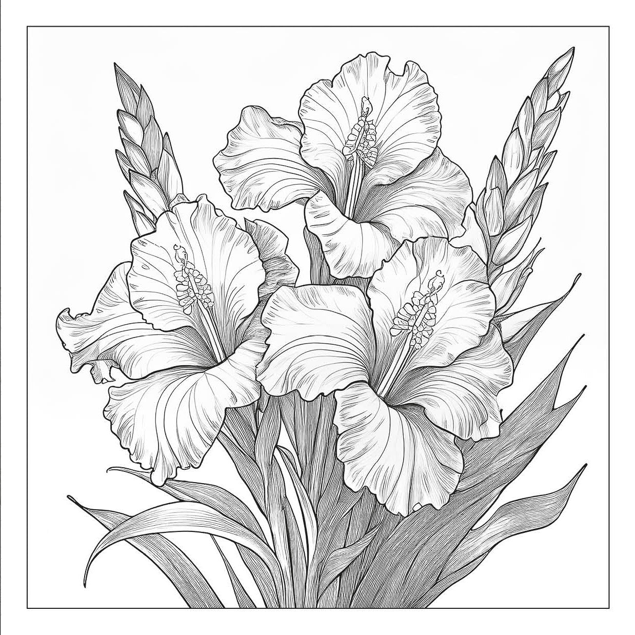 Exquisite Flowers – floral adult coloring book with detailed gladiolus bouquet | MATI Publishing
