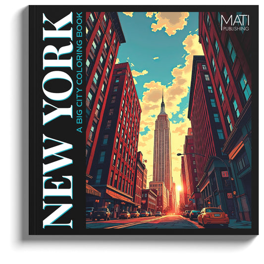 Front cover of New York Travel Coloring Book for Adults | MATI Publishing